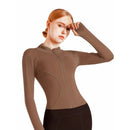 Yoga Correndo De Secagem Rápida Ajuste Manga Longa Quatro Estações Cintura-Pitada Roupa Curvada Para Mulher