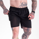Kit 2 Bermudas Masculinas 2 em 1 Academia com Bolso Interno – Shorts Forrados interno Compressão