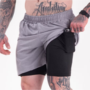 Kit 2 Bermudas Masculinas 2 em 1 Academia com Bolso Interno – Shorts Forrados interno Compressão
