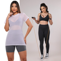 KIT 3 PEÇAS: BLUSA DE TULE+ CALÇA + TOP FITNESS PREMIUM