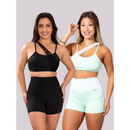 KIT 2 Conjuntos fitness TulePlus - Top com Tule + Short