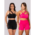 KIT 2 Conjuntos fitness TulePlus - Top com Tule + Short