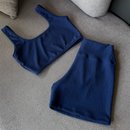 conjunto de short e top canelado VERÃO para treino e academia bermuda de crossfit e praia premium