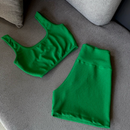 conjunto de short e top canelado VERÃO para treino e academia bermuda de crossfit e praia premium