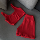 conjunto de short e top canelado VERÃO para treino e academia bermuda de crossfit e praia premium