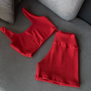 Conjunto Fitness C-Wear - Top + Short de tecido Canelado