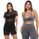 KIT 3 PEÇAS: BLUSA DE TULE+ CALÇA + TOP FITNESS PREMIUM