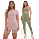 KIT 3 PEÇAS: BLUSA DE TULE+ CALÇA + TOP FITNESS PREMIUM
