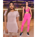 KIT 3 PEÇAS: BLUSA DE TULE+ CALÇA + TOP FITNESS PREMIUM
